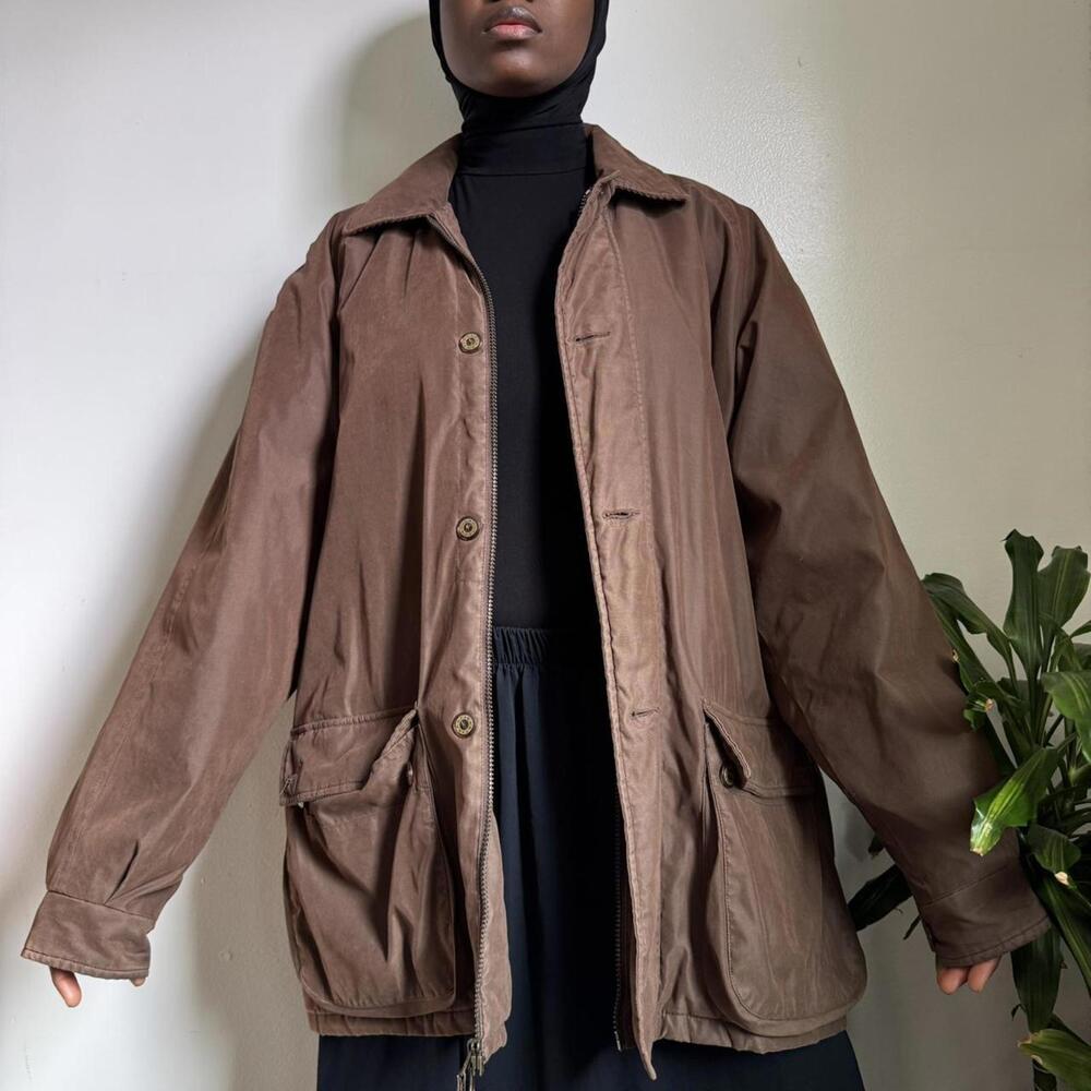 Vintage oversized brown bomber jacket size L - Picture 3 of 8